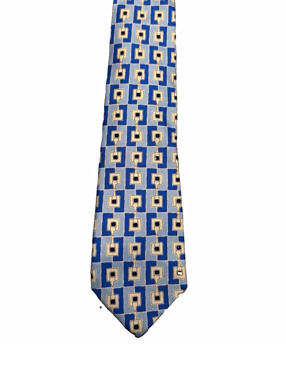 Vintage Y2K! Gucci Blue and Gold Geometric Men's Tie